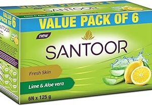 Santoor Skin Softening Sandal & Almond Milk Bathing Soap with Nourishing & Anti-Aging Properties